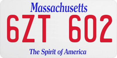 MA license plate 6ZT602
