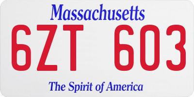 MA license plate 6ZT603