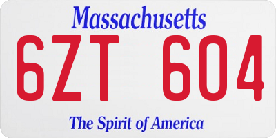 MA license plate 6ZT604