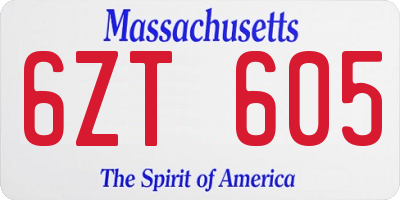 MA license plate 6ZT605