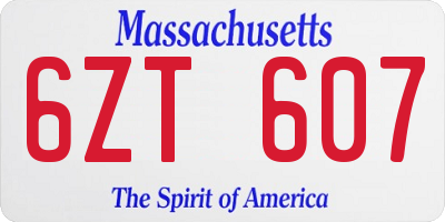MA license plate 6ZT607