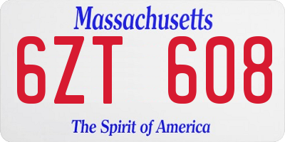 MA license plate 6ZT608