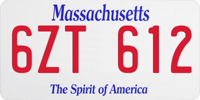 MA license plate 6ZT612