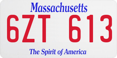 MA license plate 6ZT613