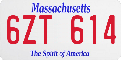 MA license plate 6ZT614