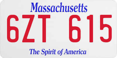 MA license plate 6ZT615