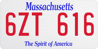 MA license plate 6ZT616