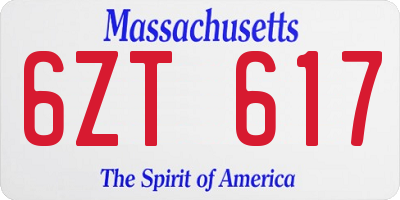MA license plate 6ZT617