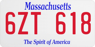 MA license plate 6ZT618