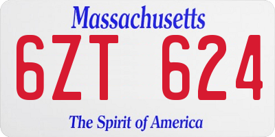 MA license plate 6ZT624