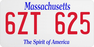 MA license plate 6ZT625