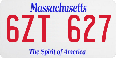 MA license plate 6ZT627