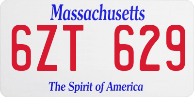 MA license plate 6ZT629