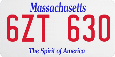 MA license plate 6ZT630