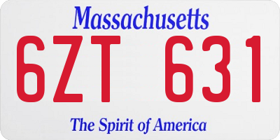 MA license plate 6ZT631