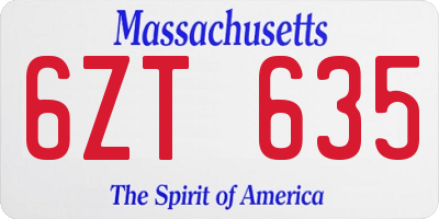 MA license plate 6ZT635