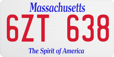 MA license plate 6ZT638
