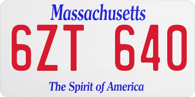 MA license plate 6ZT640