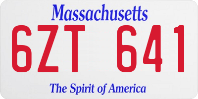 MA license plate 6ZT641
