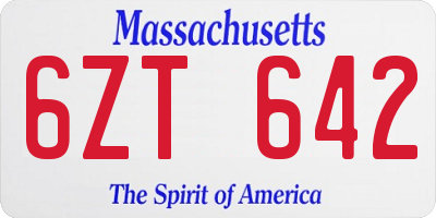 MA license plate 6ZT642