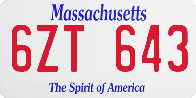 MA license plate 6ZT643
