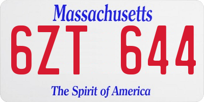 MA license plate 6ZT644