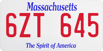 MA license plate 6ZT645