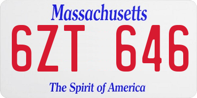 MA license plate 6ZT646