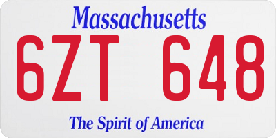 MA license plate 6ZT648