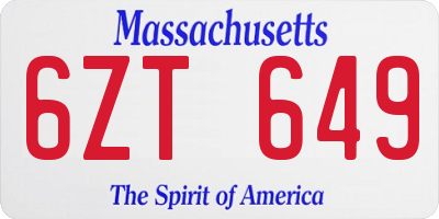 MA license plate 6ZT649