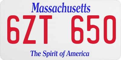 MA license plate 6ZT650