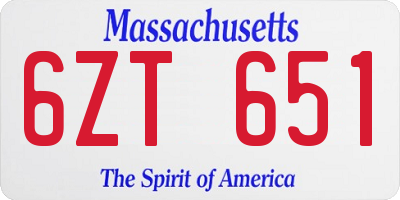 MA license plate 6ZT651