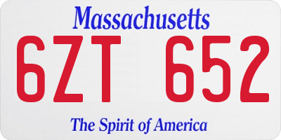 MA license plate 6ZT652