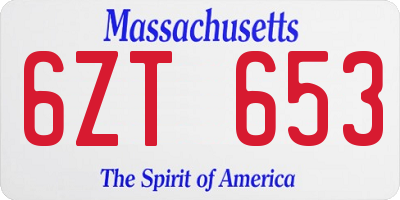 MA license plate 6ZT653