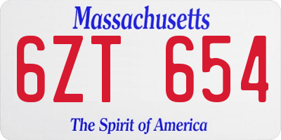 MA license plate 6ZT654