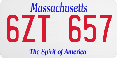 MA license plate 6ZT657