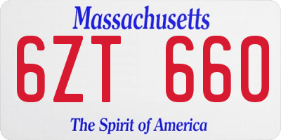 MA license plate 6ZT660