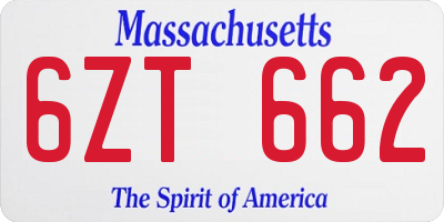 MA license plate 6ZT662