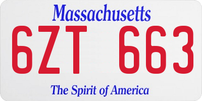 MA license plate 6ZT663