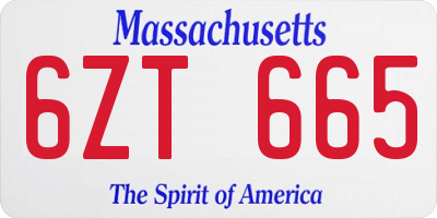 MA license plate 6ZT665