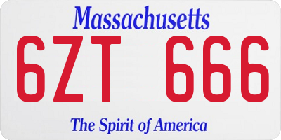 MA license plate 6ZT666