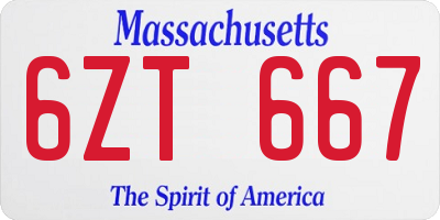 MA license plate 6ZT667