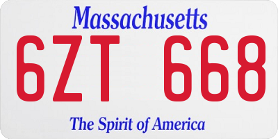 MA license plate 6ZT668