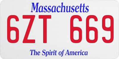 MA license plate 6ZT669