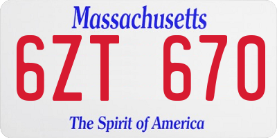 MA license plate 6ZT670