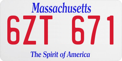 MA license plate 6ZT671