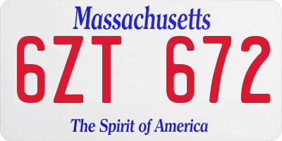MA license plate 6ZT672