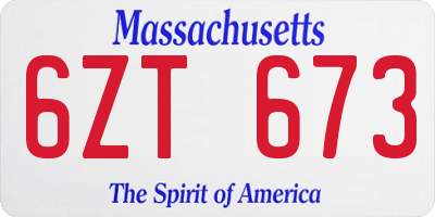 MA license plate 6ZT673