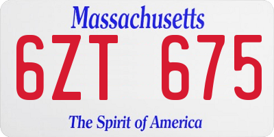 MA license plate 6ZT675