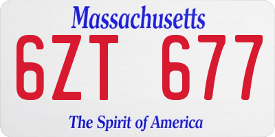 MA license plate 6ZT677